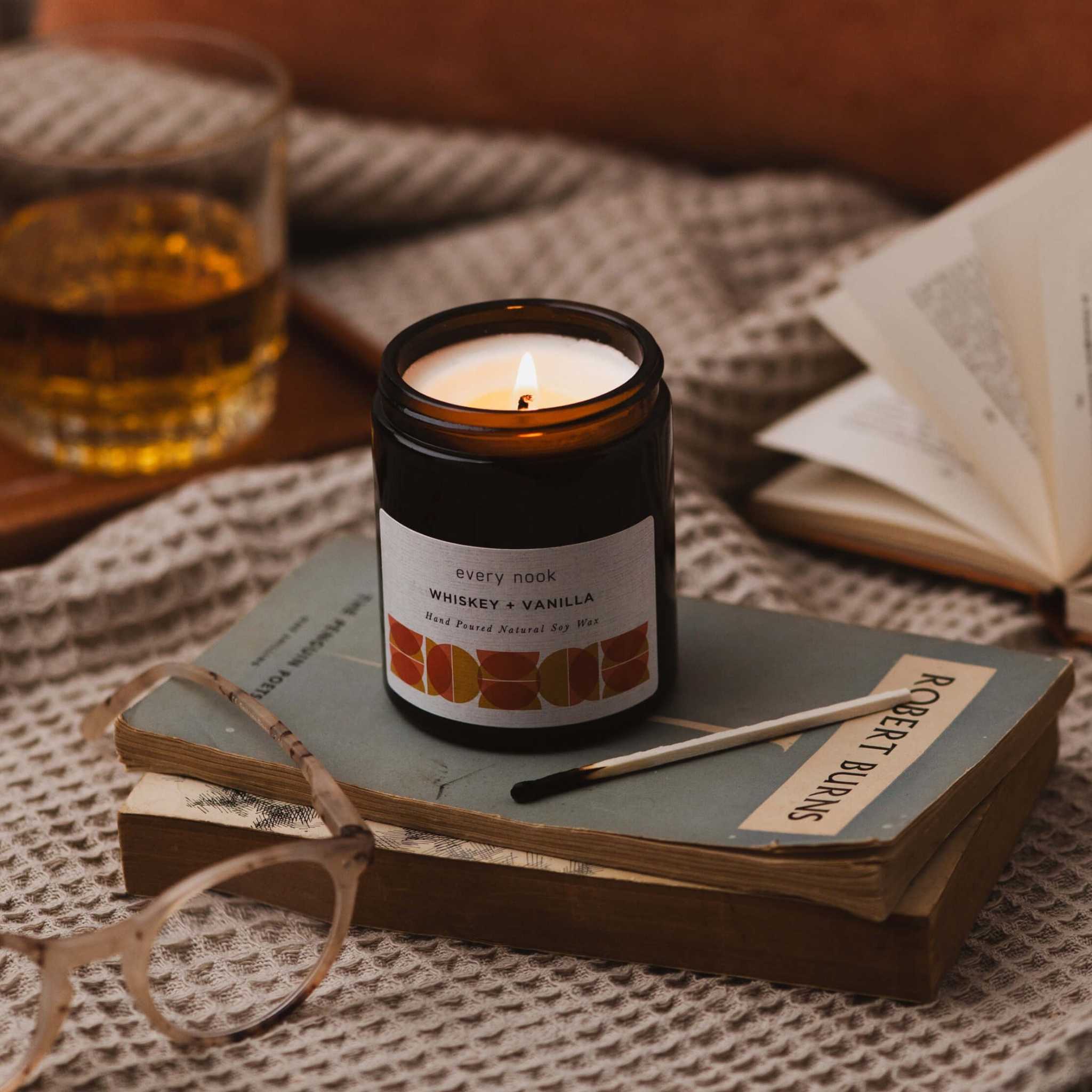 every nook Whiskey scented candle - Whiskey + Vanilla soy wax candle