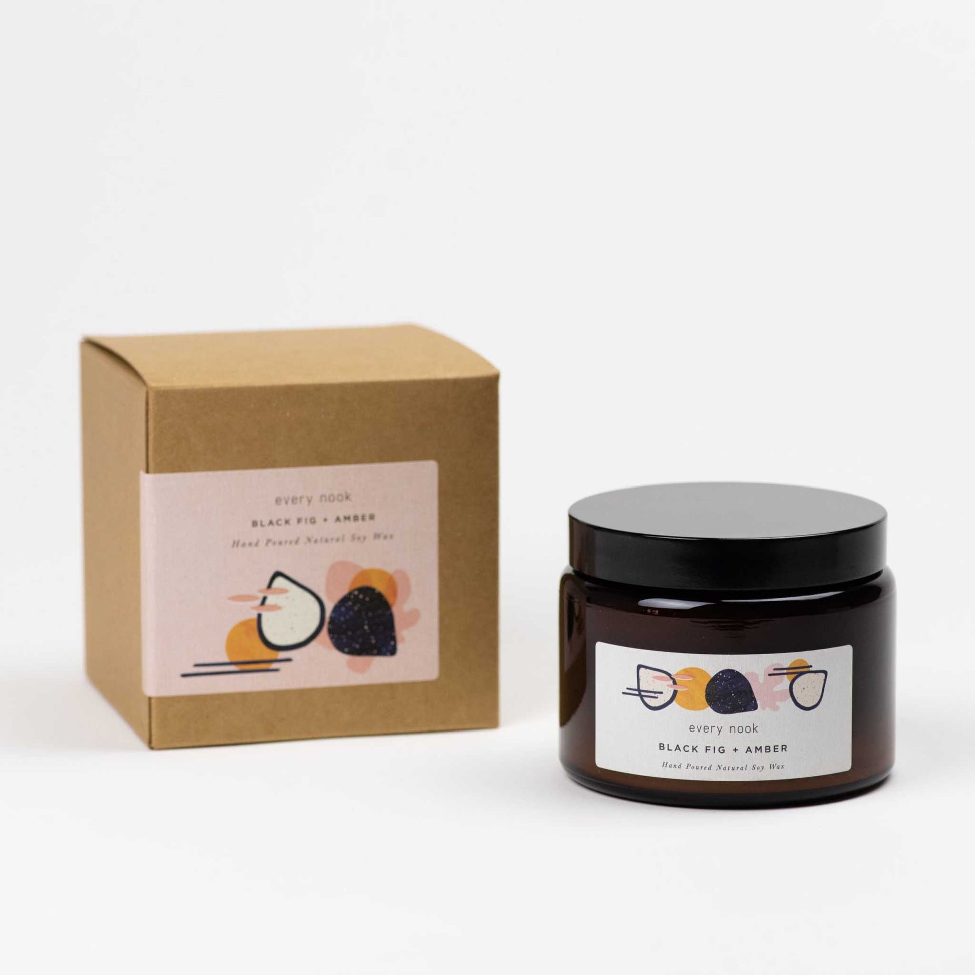 every nook Black Fig + Amber scented double wick candle