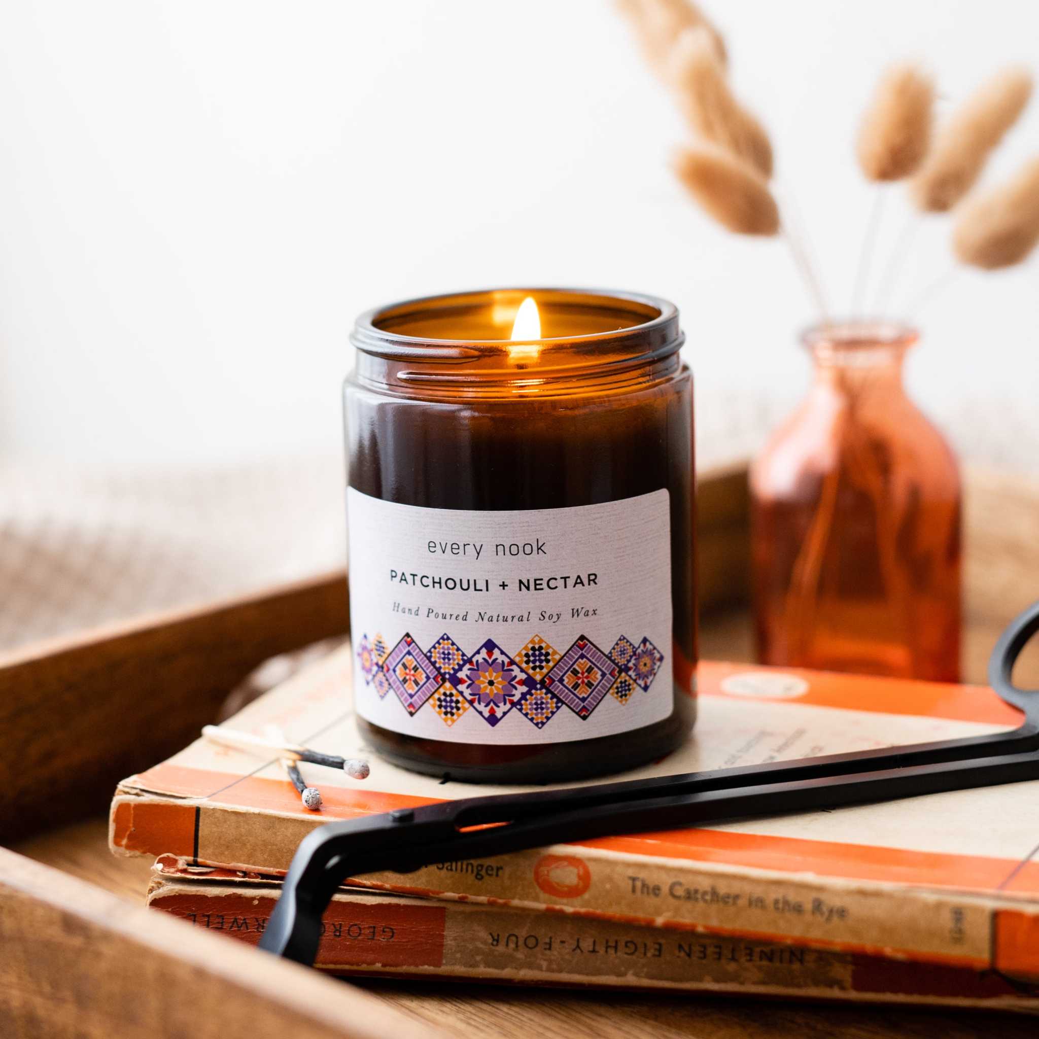 Patchouli scented candle by every nook - Patchouli + Nectar soy wax candle