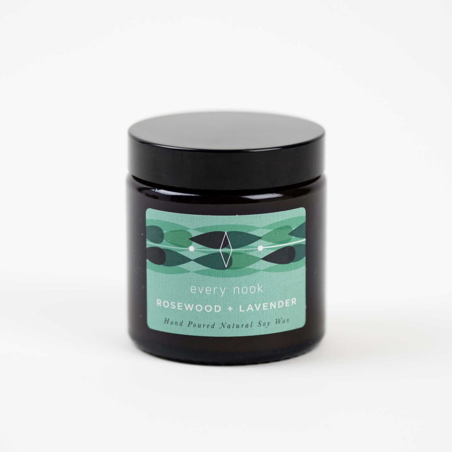 every nook Rosewood + Lavender small scented soy wax candle