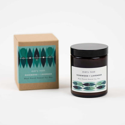 Rosewood scented candle by every nook - Rosewood + Lavender soy wax candle