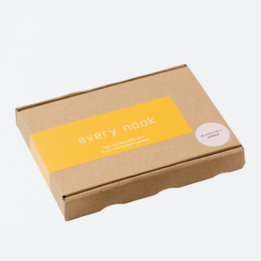 every nook Black Fig + Amber scented soy wax tealights